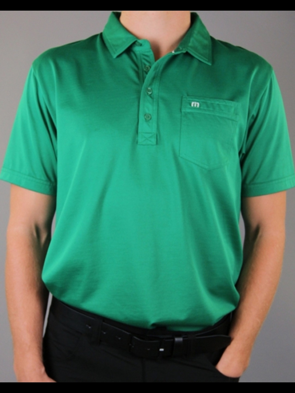 TravisMathew Men's Kelly Green Short Sleeve Pocket Golf Polo Shirt Size Large